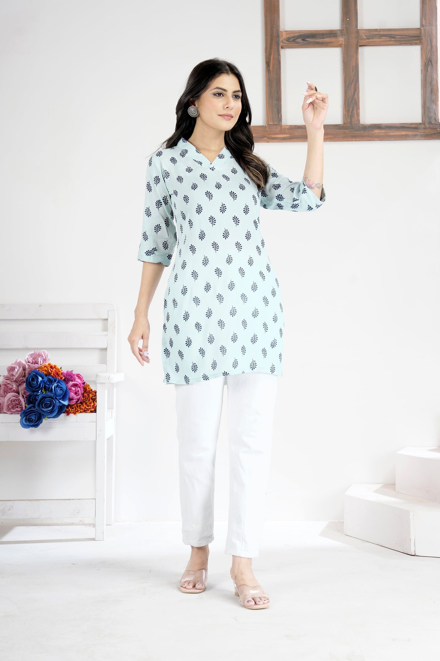 Soft & Stylish Sky Blue Cotton Tops and Tunics for Women.