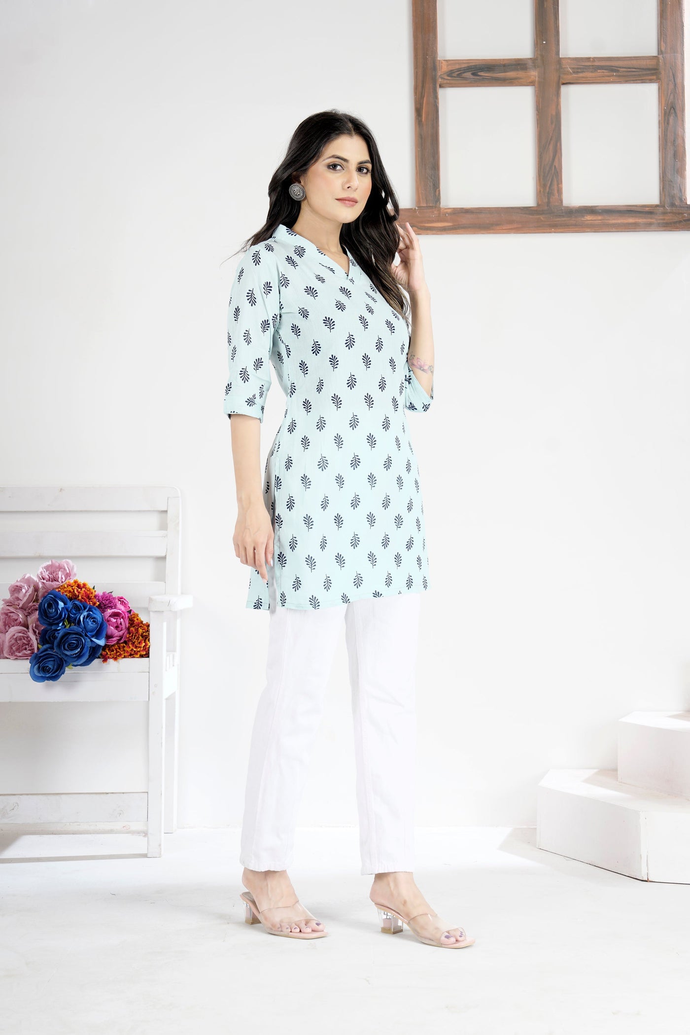 Soft & Stylish Sky Blue Cotton Tops and Tunics for Women.