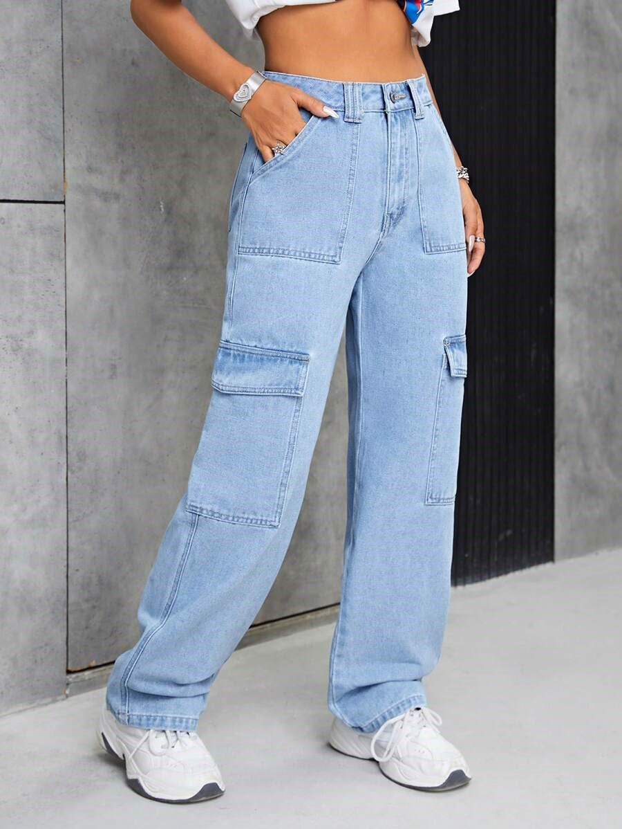 MEELANA Women's 6 Pocket Cargo Jeans
